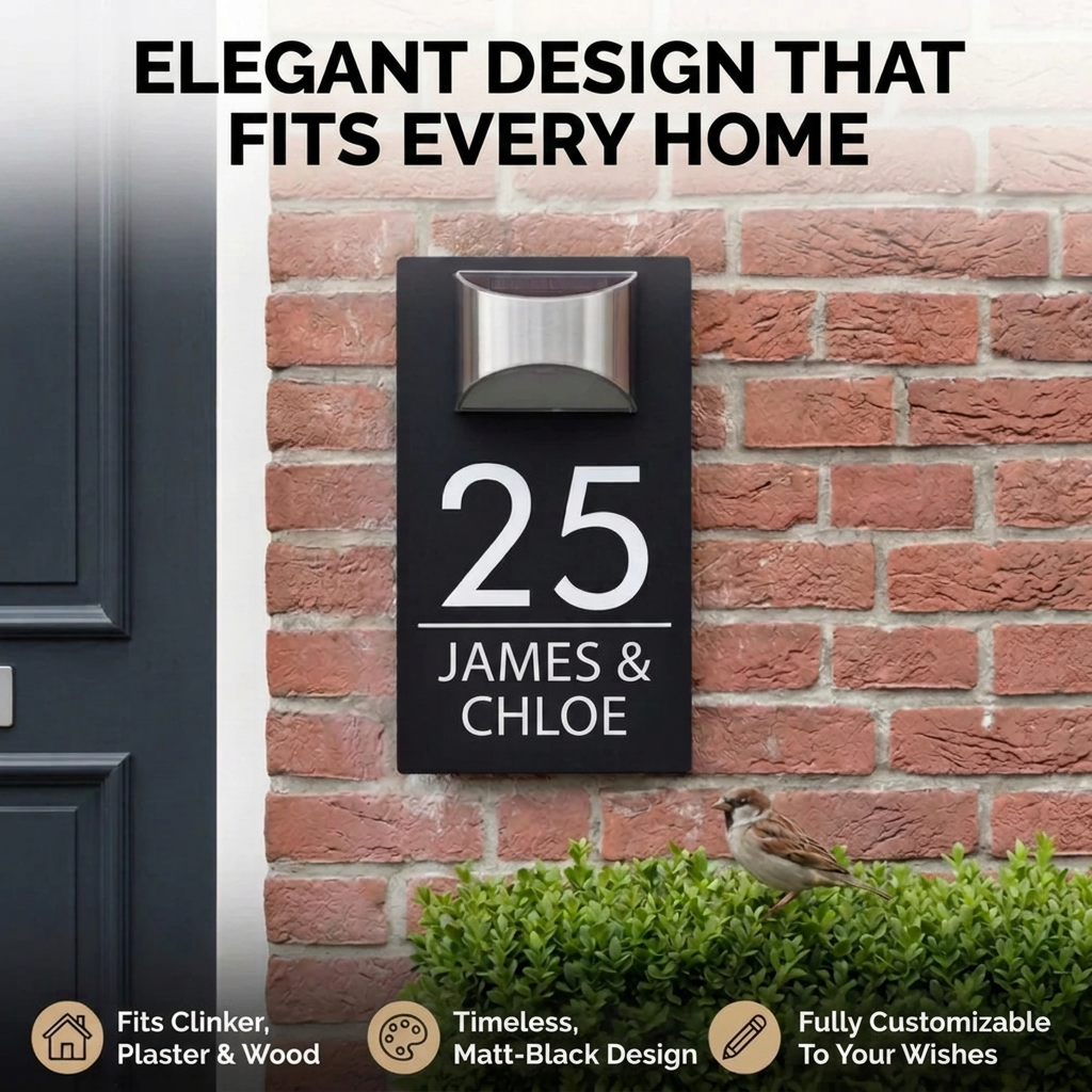HomeGlow™ | Personalised Solar House Number Sign