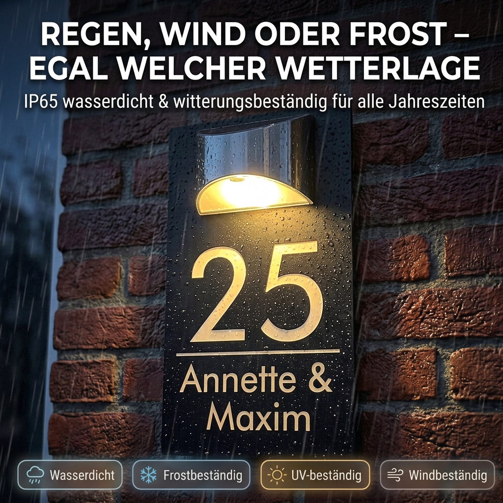 HomeGlow™ | Personalisiertes Hausnummernschild mit Solarbeleuchtung