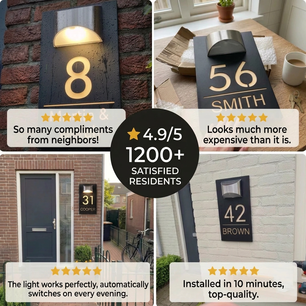 HomeGlow™ | Personalised Solar House Number Sign