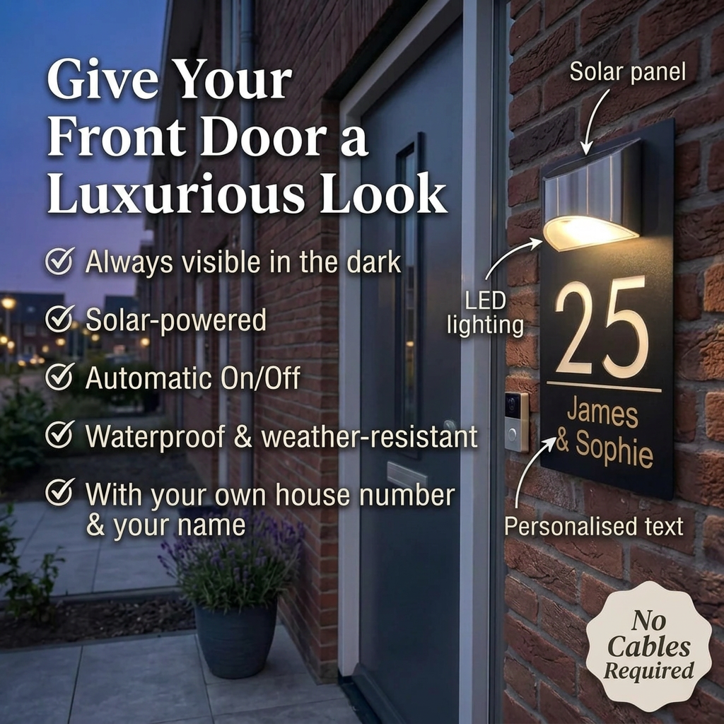 HomeGlow™ | Personalised Solar House Number Sign