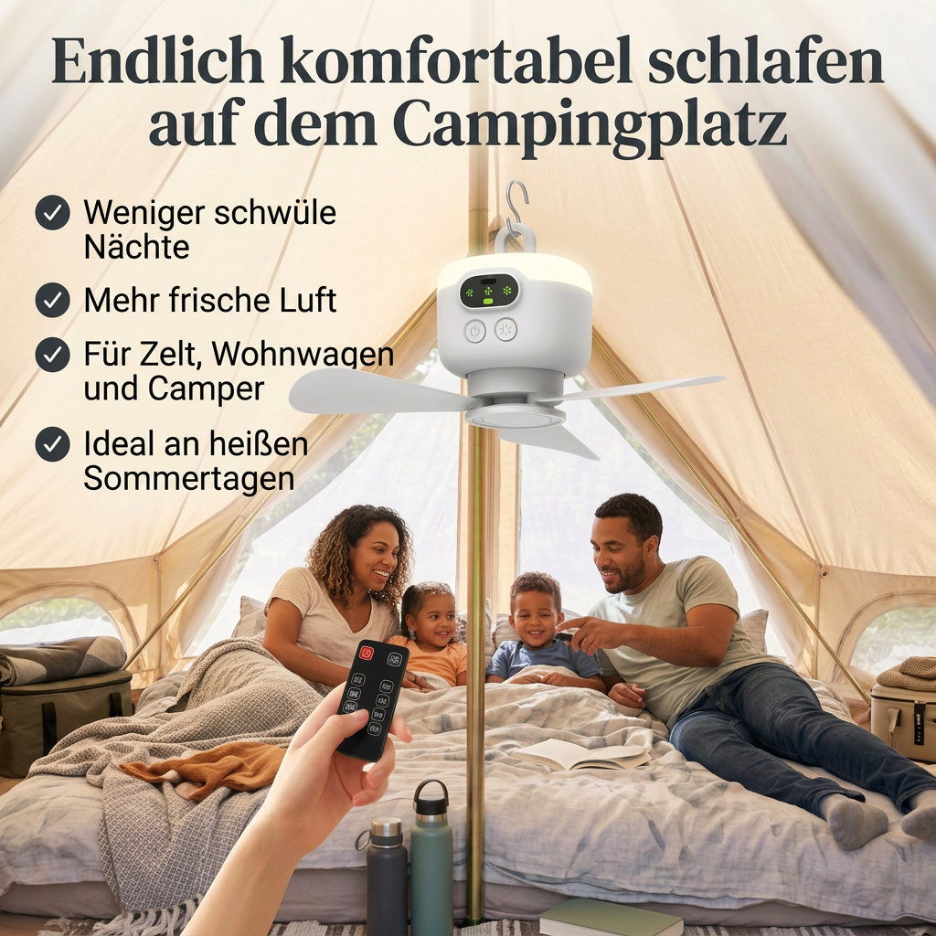 AirCamp™ | Hängender Campingventilator für kühle Nächte