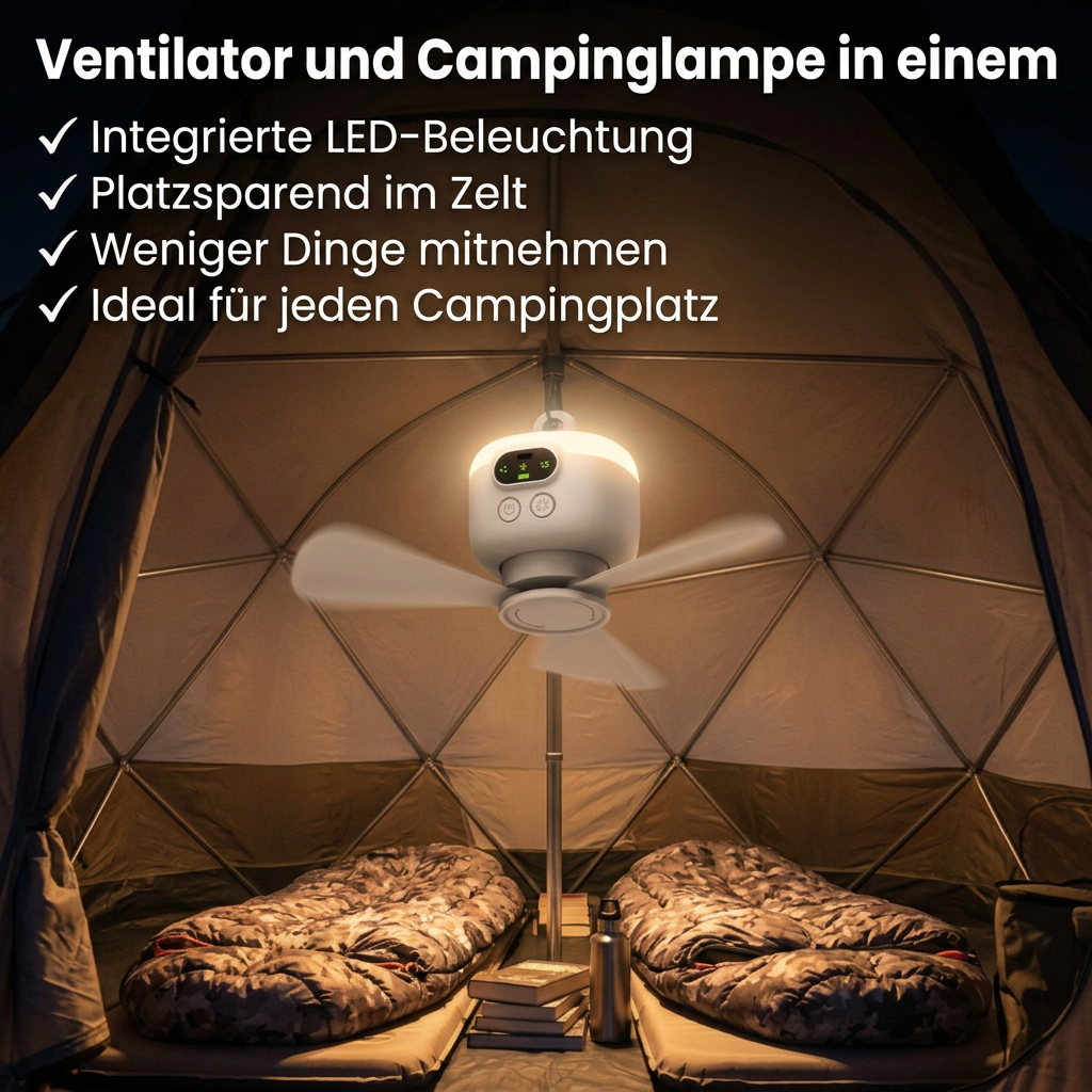 AirCamp™ | Hängender Campingventilator für kühle Nächte
